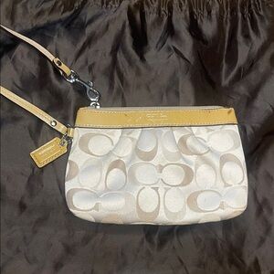 Coach Beige and Cream Signature Wristlet